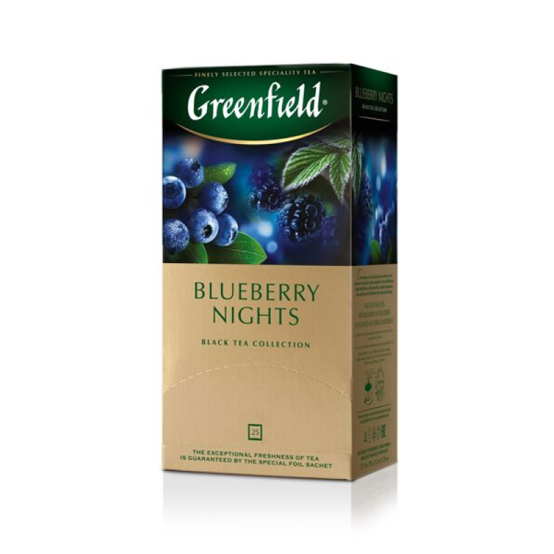 Greenfield "Blueberry Nights" melnā tēja 25x1.5g
