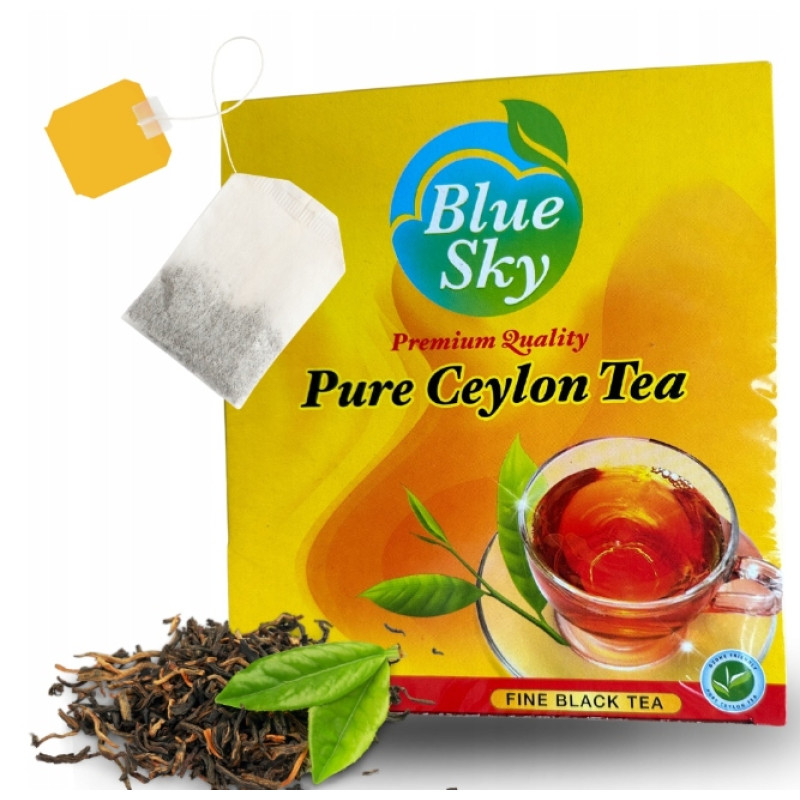 Blue Sky Ceylon black tea in sachets, 100 sachets of 2 g.
