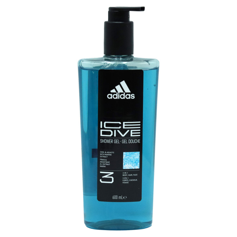 Adidas dušas želeja 3in1 Ice Dive ar dozatoru 600ml