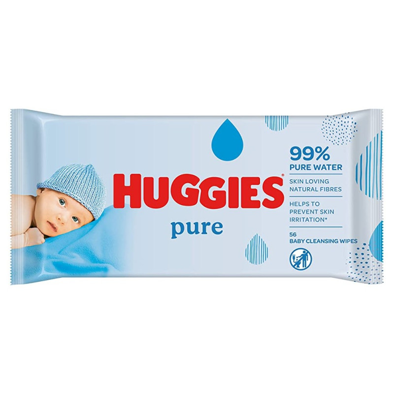 HUGGIES bērnu mitrās salvetes 56gab. PURE