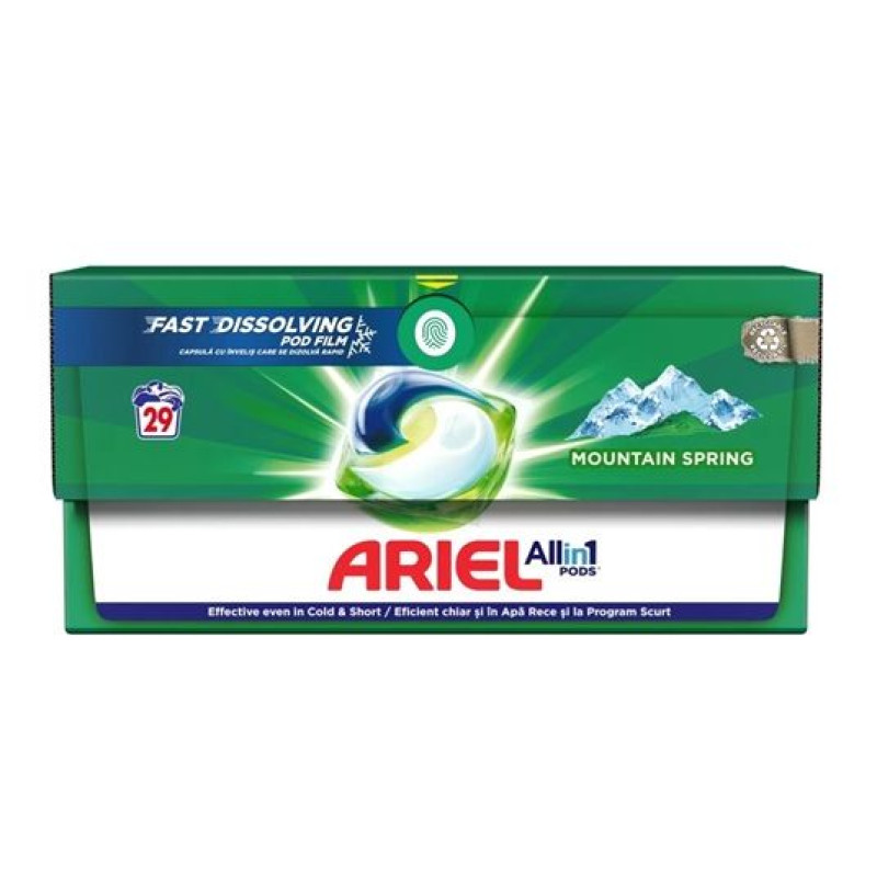 Ariel 3in1 Mountain Spring veļas mazgāšanas kapsulas  29 gab.