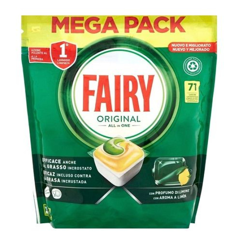 Fairy All in one trauku  mazgājamas kapsulas (Lemon) 71 gab.