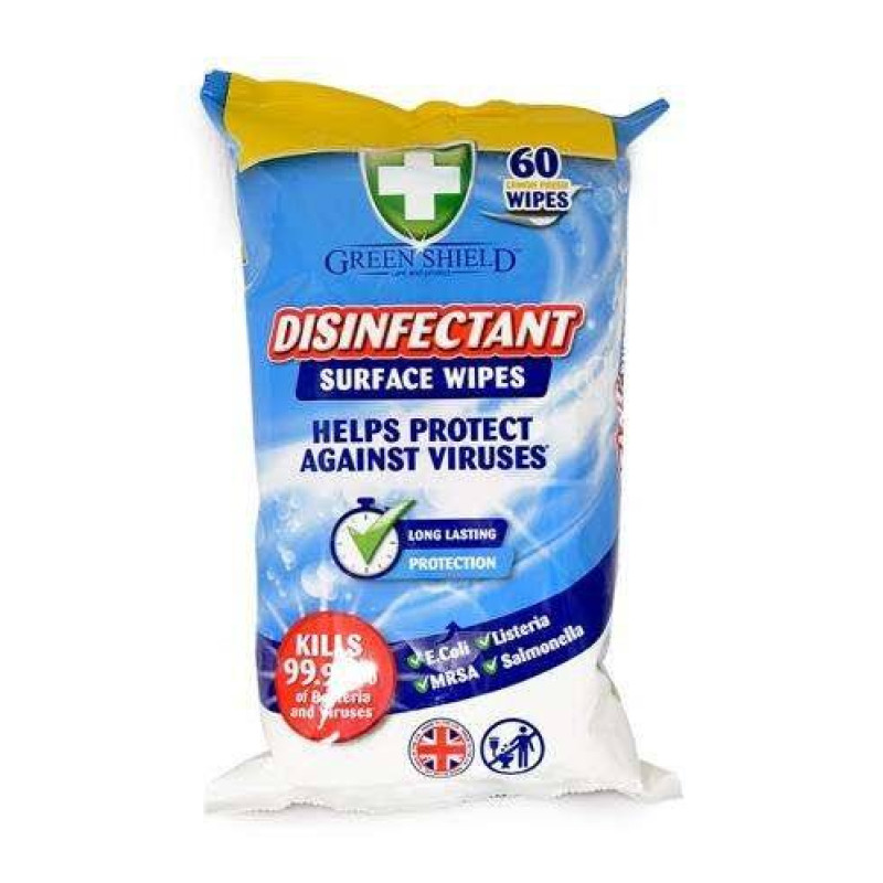 Green Shield dezinfekcijas mitrās salvetes visām virsmām 60gab.