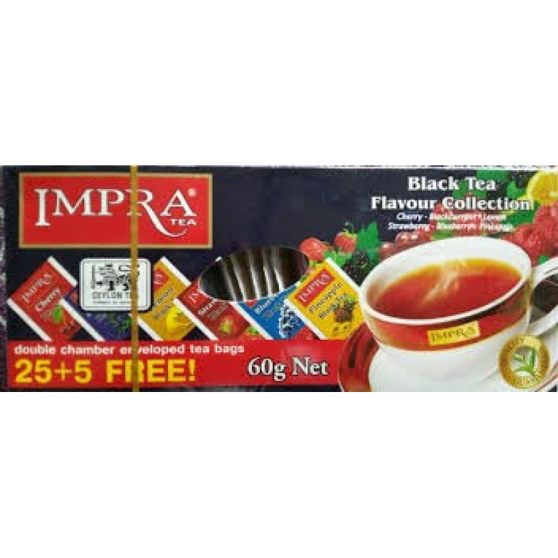 Impra Black Tea Flavour Collection 6 veidu 100% tīra Ceilonas melnā tēja paciņās 60g (30 gab.)