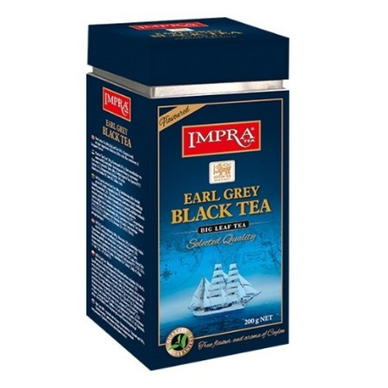 Impra Earl Grey beramā lielo lapu melnā tēja ar rudzupuķu ziedlapiņām un bergamoti  (metāla bundžā), 200g